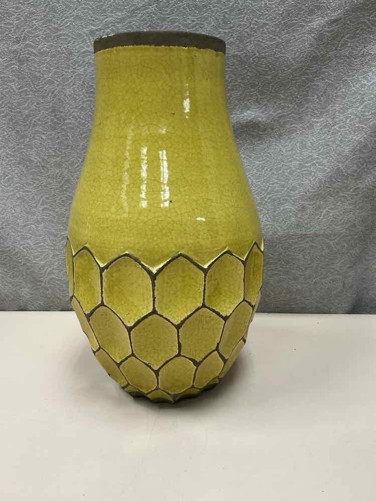 TALL YELLOW CERAMIC VASE