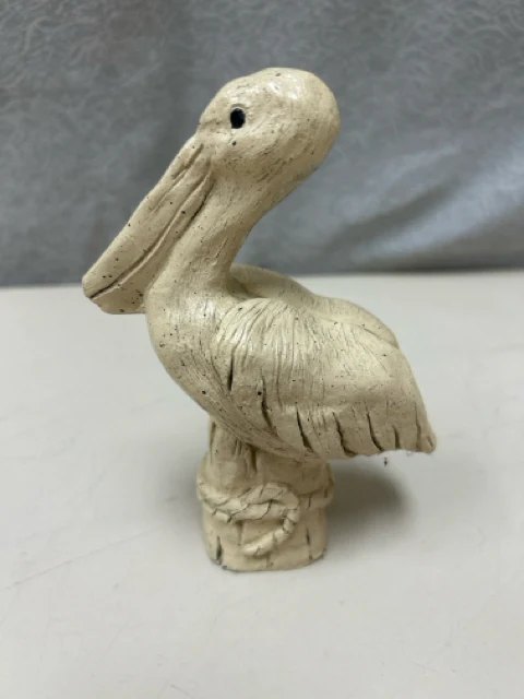 TAN WOOD PELICAN FIGURINE