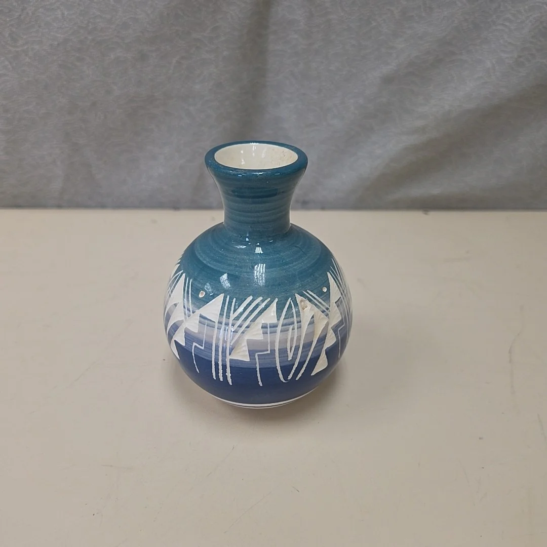 TEAL/BLUE/WHITE VASE