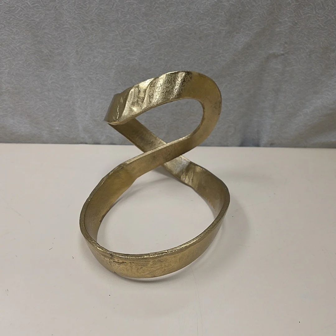 TWISTED GOLD METAL SCULPTURE - Image 2