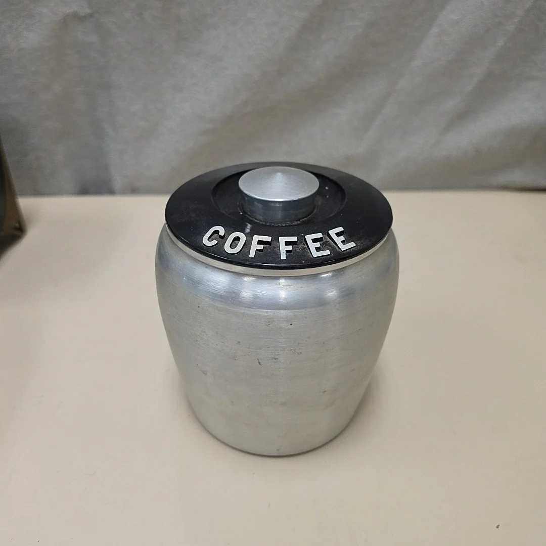 VINTAGE ALUMINUM COFFEE CANISTER