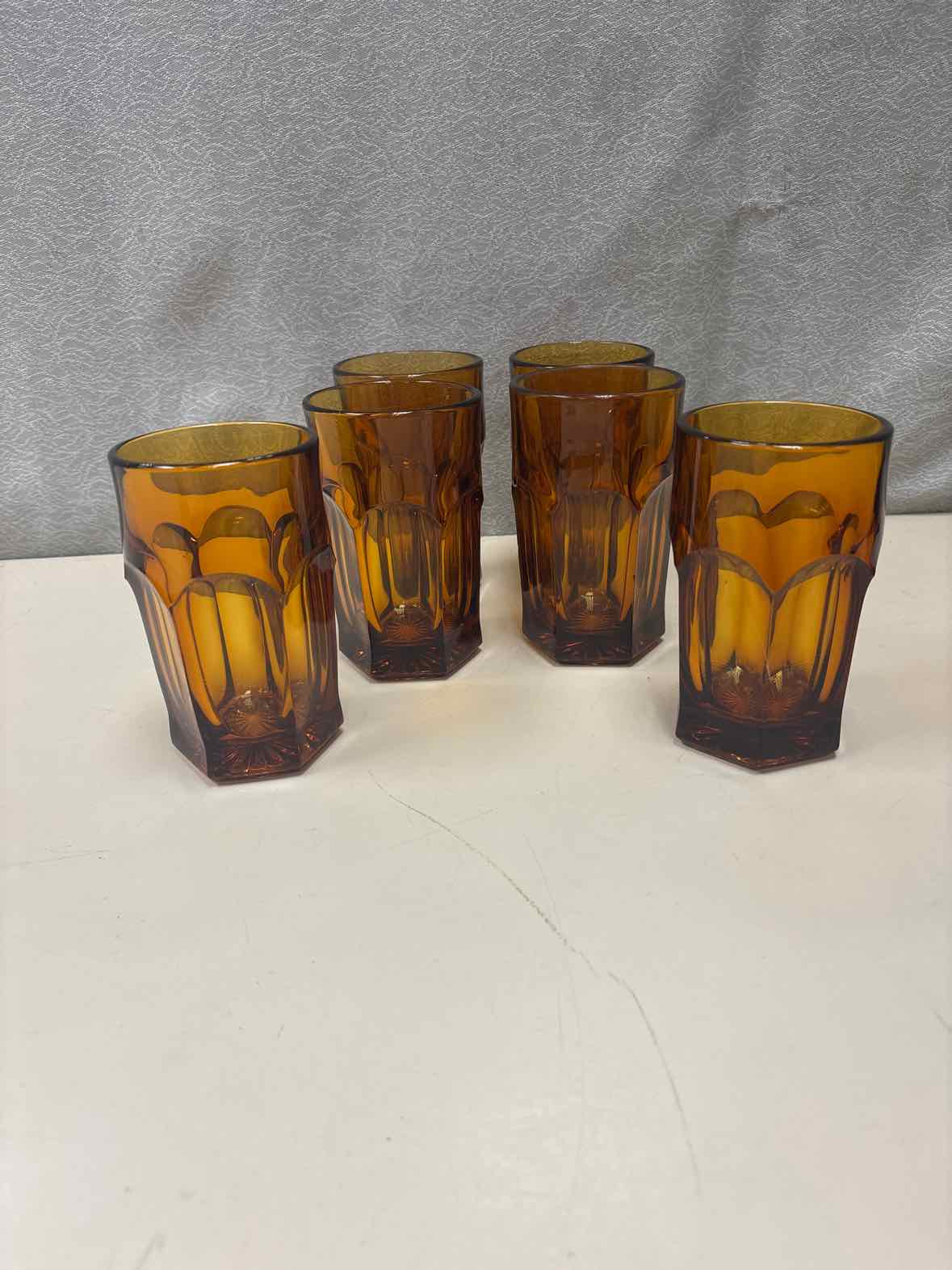 VINTAGE AMBER DRINKING GLASSES