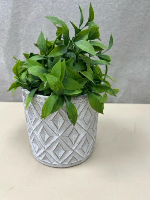 WHITE PLANTER W/GREENERY
