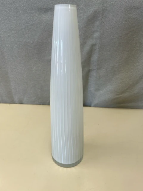 WHITE TALL GLASS VASE