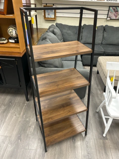 WOOD METAL 4 TIER OPEN SHELF