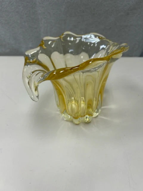 YELLOW GLASS BOWL VASE